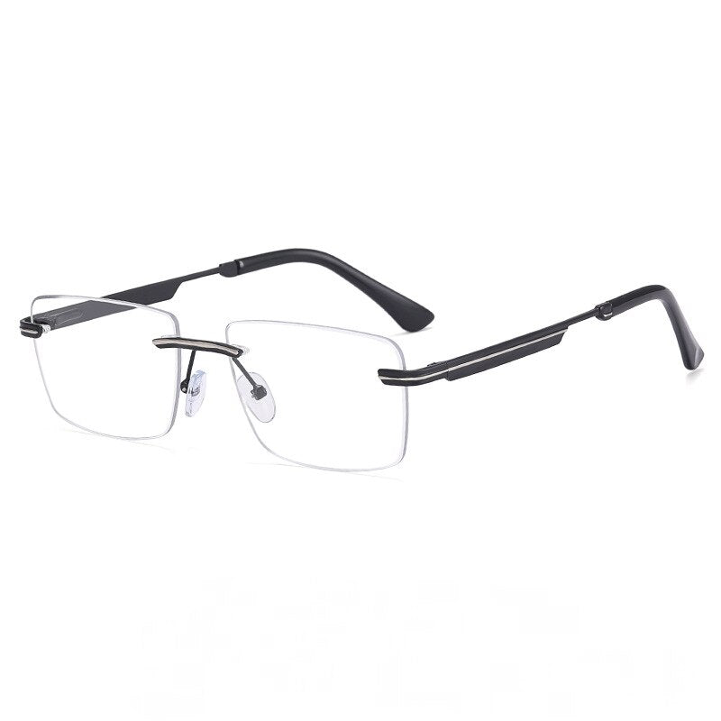 CCspace Unisex Rimless Square Alloy Eyeglasses 55384 Rimless CCspace China C8BlackGunGrey 