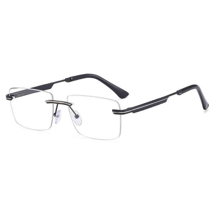 CCspace Unisex Rimless Square Alloy Eyeglasses 55384 Rimless CCspace China C8BlackGunGrey 