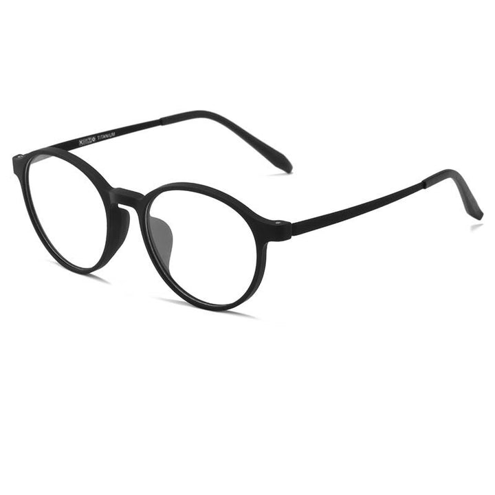 Hotony Unisex Full Rim Round Tr 90 Titanium Eyeglasses 3050 Full Rim Hotony black  