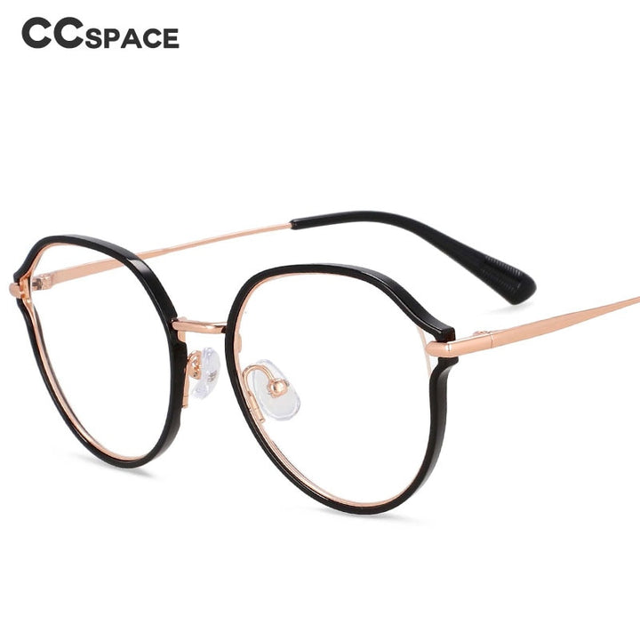 CCspace Women's Full Rim Irregular Round Alloy Eyeglasses 55336 Full Rim CCspace   