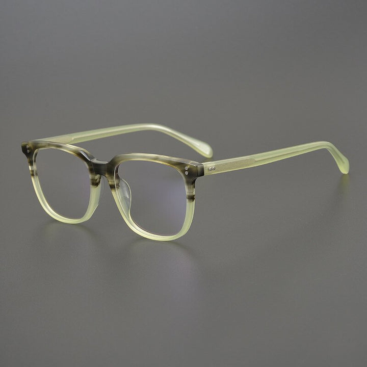 Gatenac Unisex Full Rim Square Acetate Frame Eyeglasses Gxyj778 Full Rim Gatenac Green  