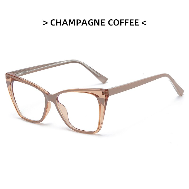 CCspace Women's Full Rim Square Cat Eye Tr 90 Titanium Eyeglasses 53349 Full Rim CCspace China Champagne-Khaki 