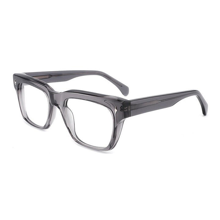 Gatenac Unisex Full Rim Square Acetate Rivet Eyeglasses Gxyj918 Frame Gatenac Gray  