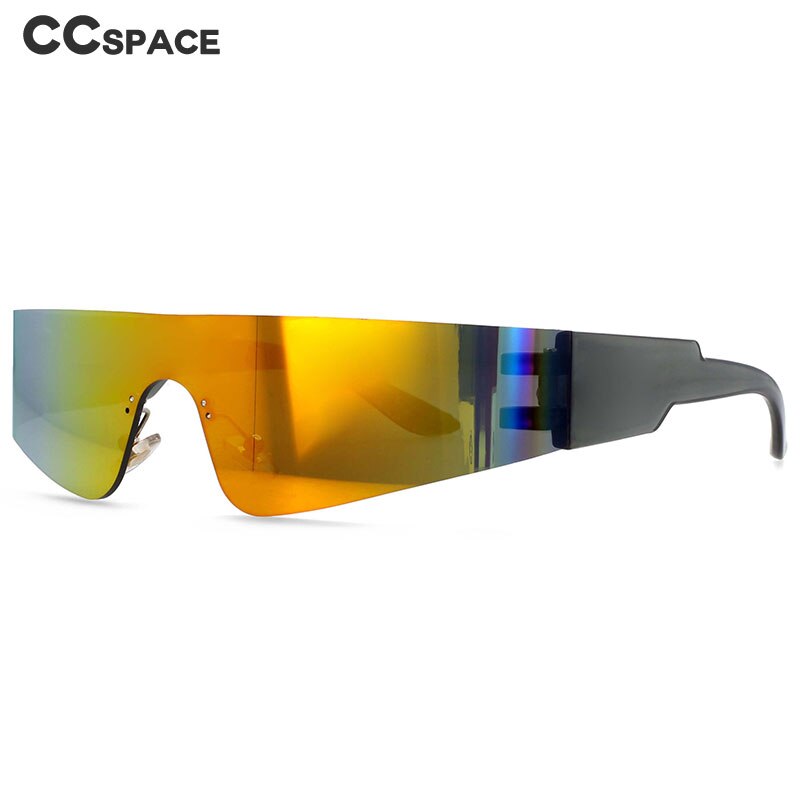 CCspace Unisex Rimless Rectangle Goggle Resin One Lens Frame Sunglasses 54474 Sunglasses CCspace Sunglasses   