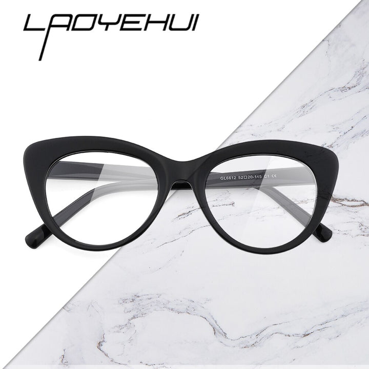 Laoyehui Women's Full Rim Cat Eye Acetate Myopic Reading Glasses Glm6612 Reading Glasses Laoyehui   