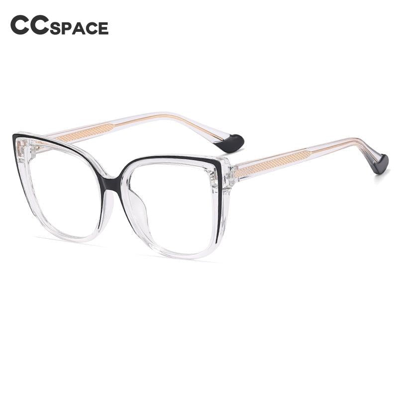 CCspace Women's Full Rim Square Cat Eye Tr 90 Titanium Eyeglasses 55598 Full Rim CCspace   