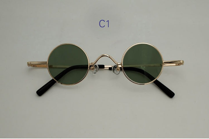 Yujo Unisex Full Rim Small Round 36mm Stainless Steel Polarized Sunglasses Sunglasses Yujo C1 China 