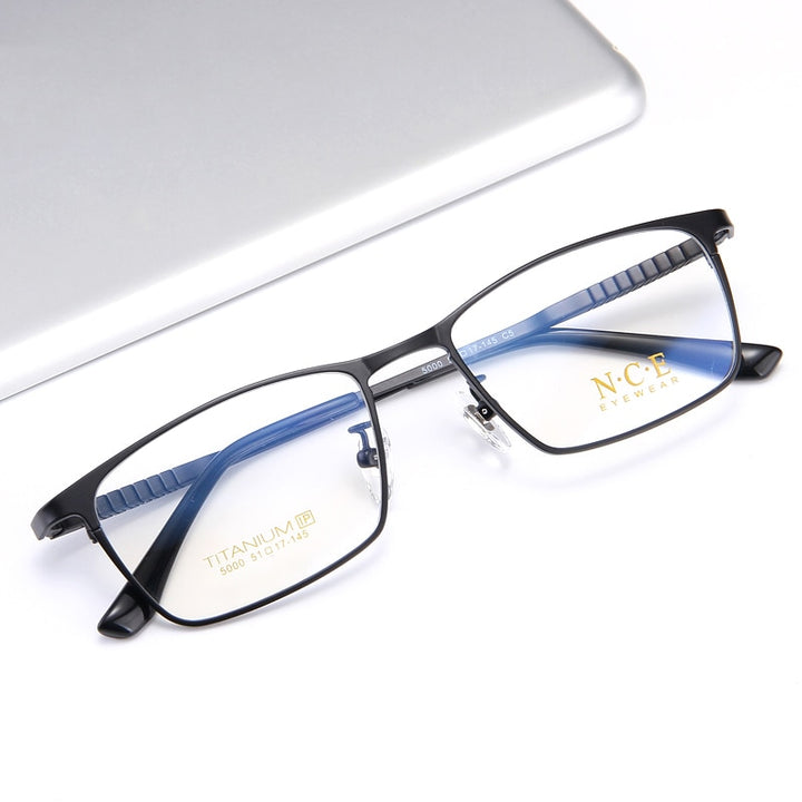 Bclear Men's Full Rim Square Titanium Eyeglasses My5000 Full Rim Bclear   