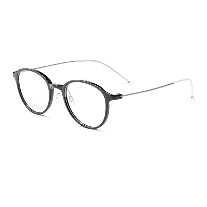 KatKani Unisex Full Rim Round Square Tr 90 Titanium Eyeglasses 5820N Full Rim KatKani Eyeglasses Black  