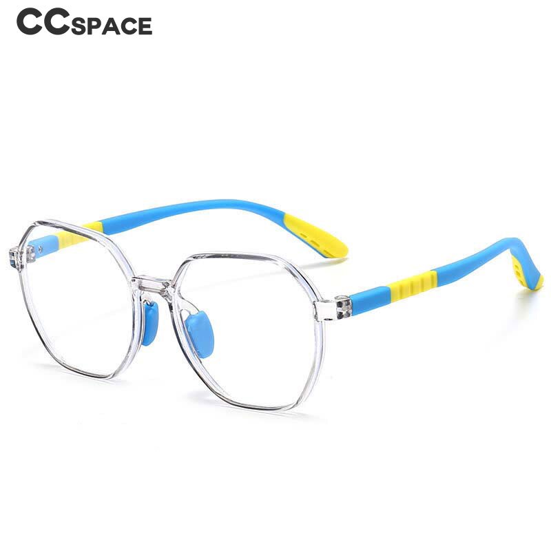 CCSpace Unisex Youth Full Rim Polygon Tr 90 Silicone Eyeglasses 54667 Full Rim CCspace   