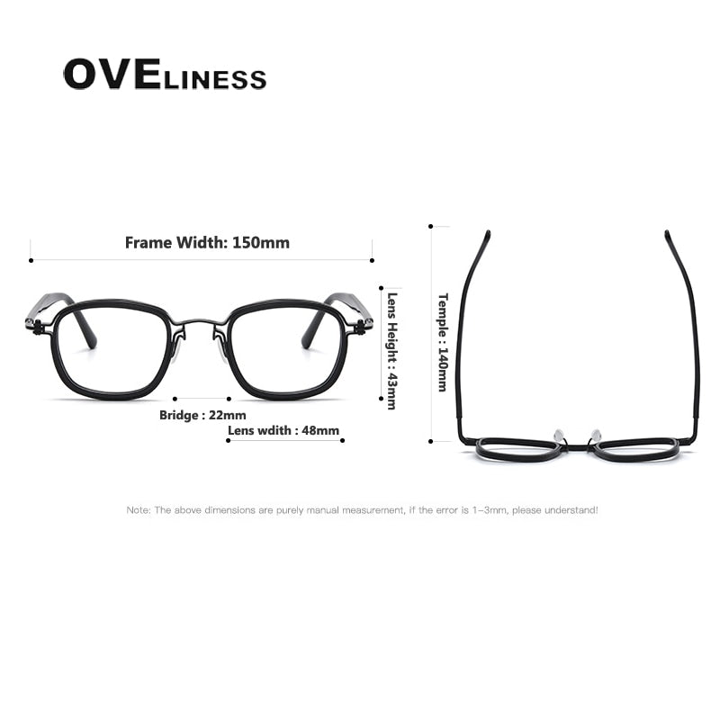 Oveliness Unisex Full Rim Round Square Acetate Titanium Eyeglasses 5863 Full Rim Oveliness   