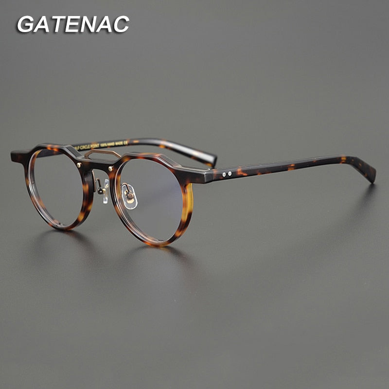 Gatenac Unisex Full Rim Round Acetate Double Bridge Frame Eyeglasses Gxyj816 Full Rim Gatenac   