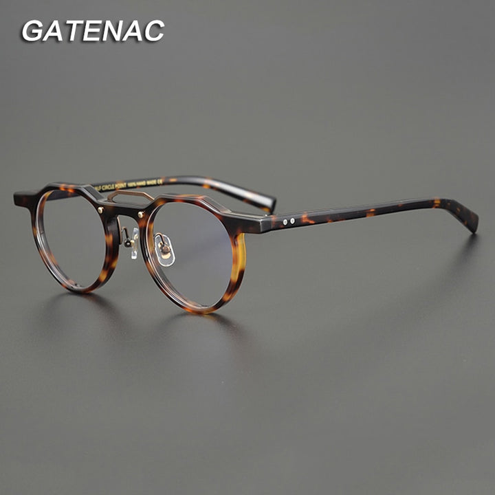Gatenac Unisex Full Rim Round Acetate Double Bridge Frame Eyeglasses Gxyj816 Full Rim Gatenac   