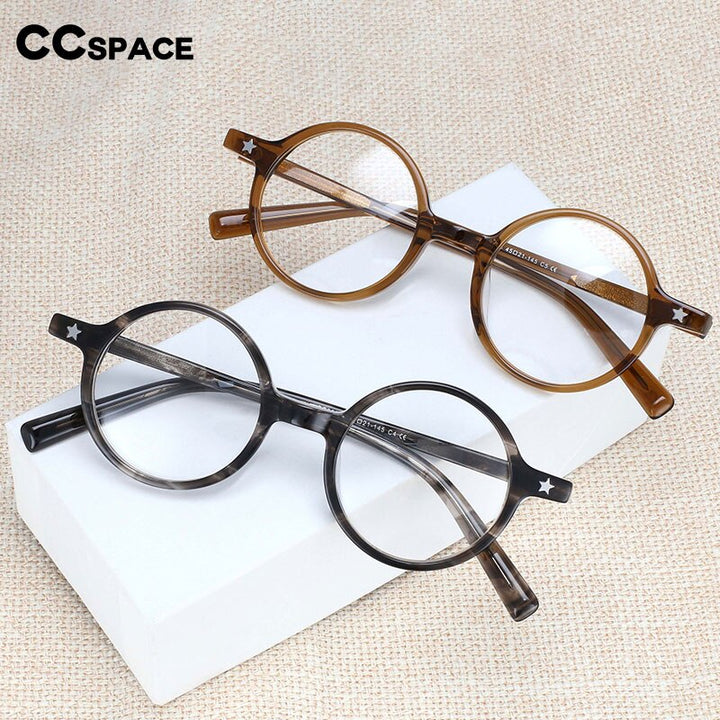 CCSpace Unisex Full Rim Round Acetate Frame Eyeglasses 49424 Full Rim CCspace   
