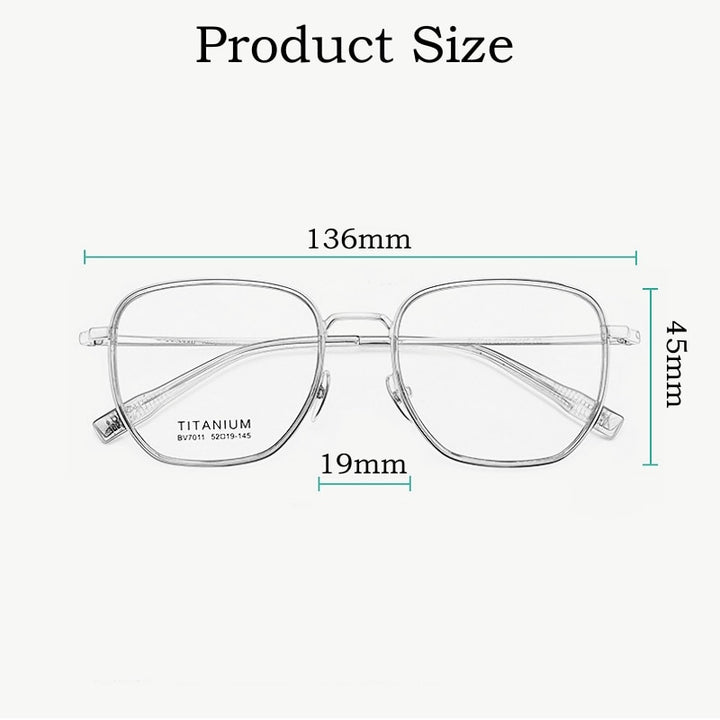 Yimaruili Unisex Full Rim Square Acetate Titanium Eyeglasses Bv7011b Full Rim Yimaruili Eyeglasses   