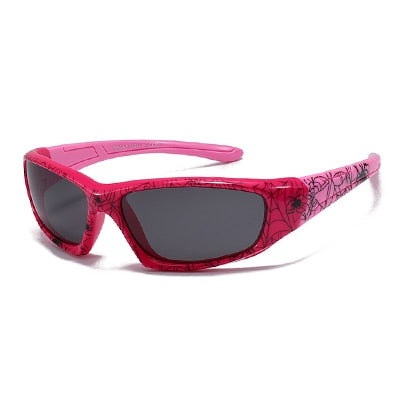 Ralferty Unisex Children's Full Rim Rectangle Acetate Polarized Sunglasses M805 Sunglasses Ralferty C30 Rose Pink - Pink China As picture