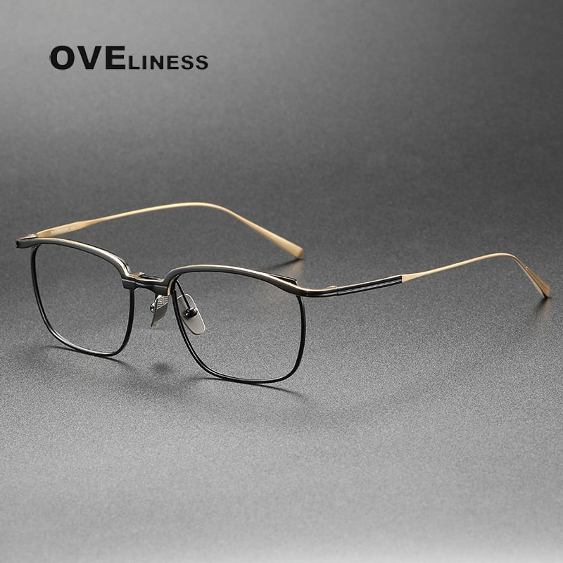 Oveliness Men's Full Rim Square Titanium Eyeglasses Aeron Full Rim Oveliness black gold  