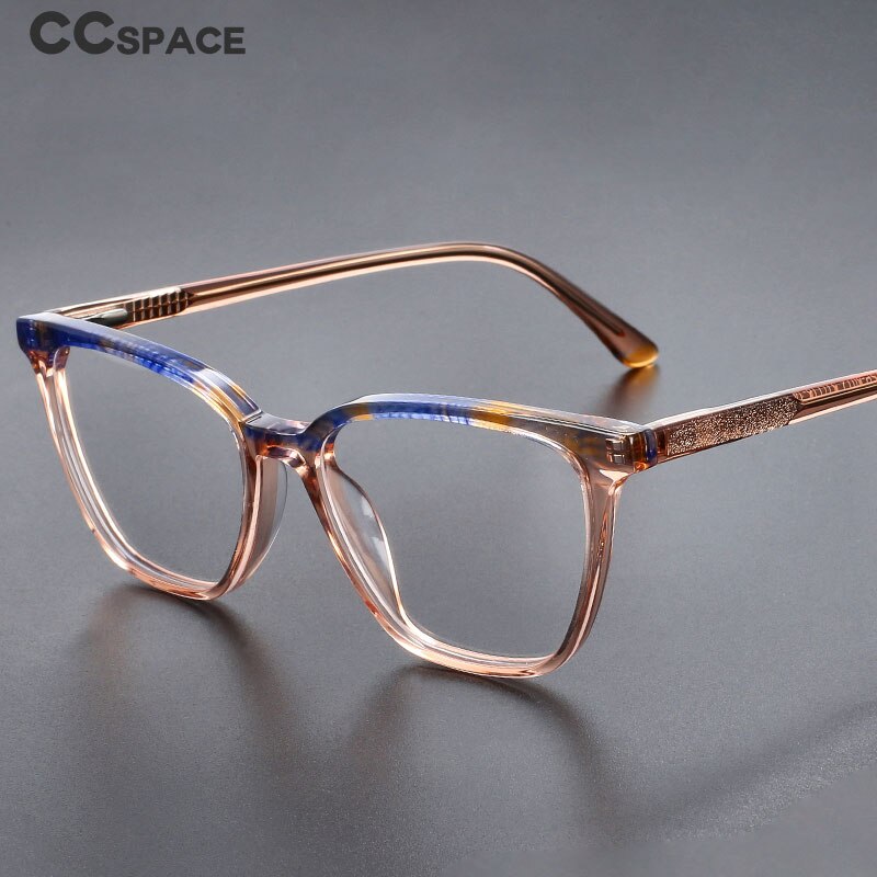 CCspace Unisex Full Rim Square Acetate Eyeglasses 55370 Full Rim CCspace   