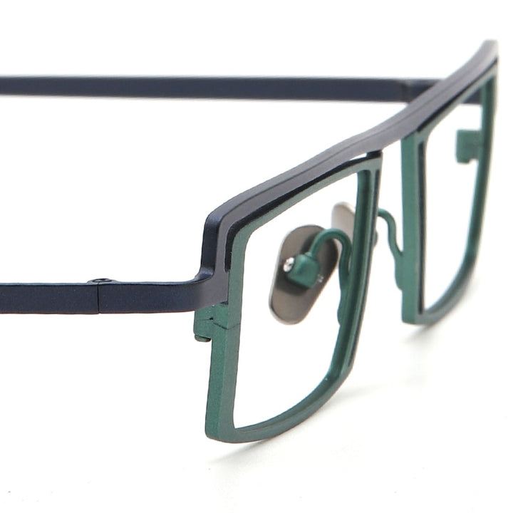 Muzz Men's Full Rim Small Rectangle Flat TopTitanium Eyeglasses T7768 Full Rim Muzz   