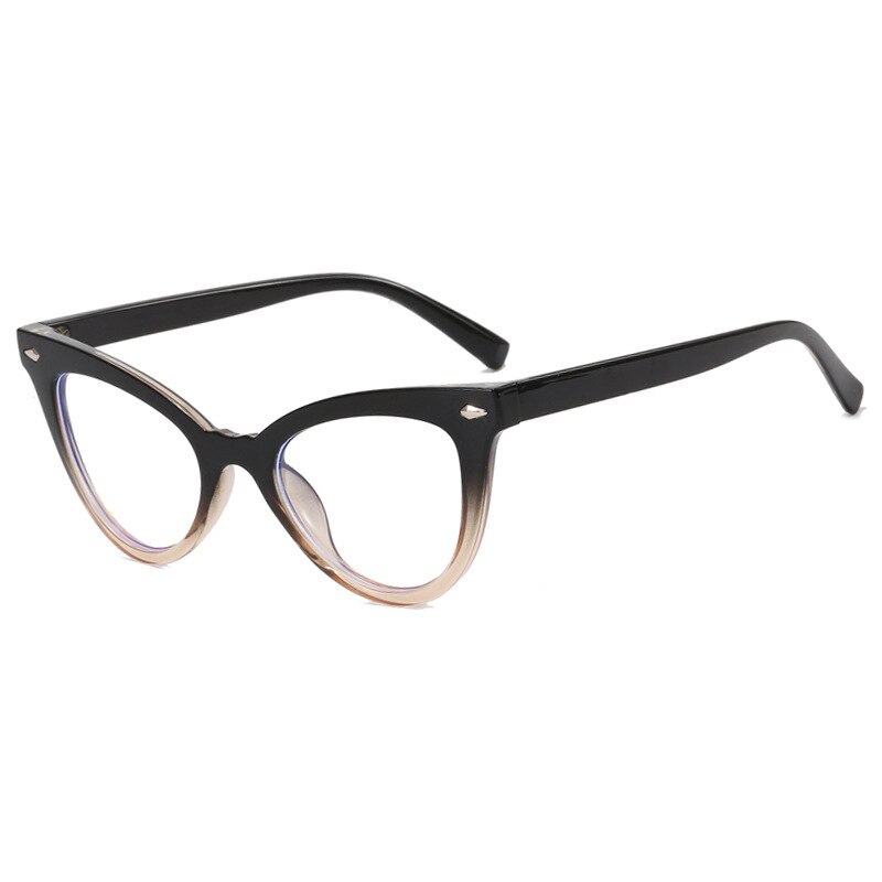 CCspace Women's Full Rim Square Cat Eye Acetate Eyeglasses 55584 Full Rim CCspace Tea China 