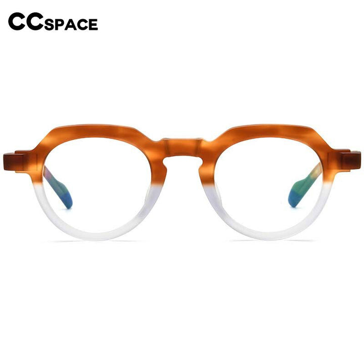 CCspace Unisex Full Rim Irregular Round Acetate Eyeglasses 54702 Full Rim CCspace   