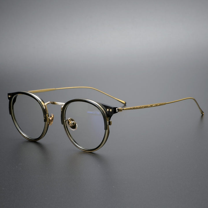 Cubojue Unisex Full Rim Round Tr 90 Titanium Hyperopic Reading Glasses S22180 Reading Glasses Cubojue   