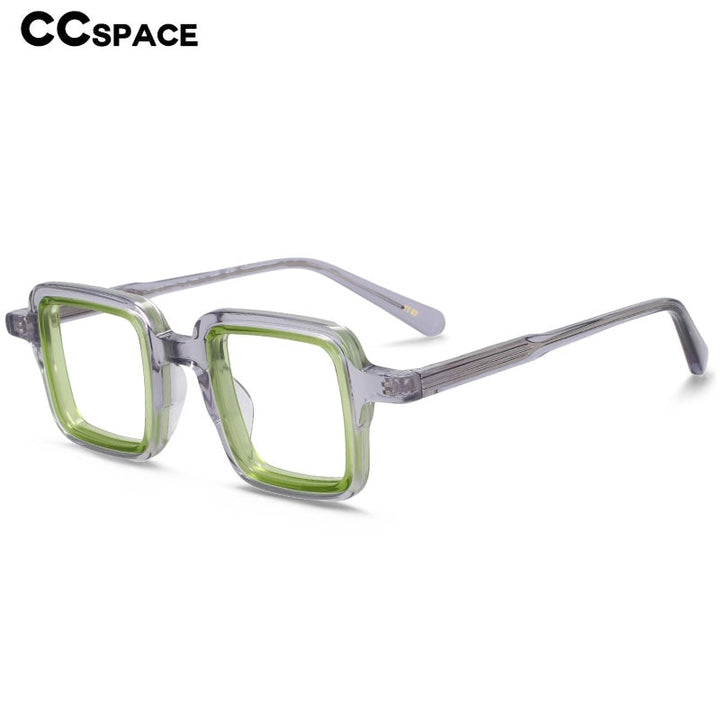 CCspace Unisex Full Rim Small Square Acetate Eyeglasses 55308 Full Rim CCspace   