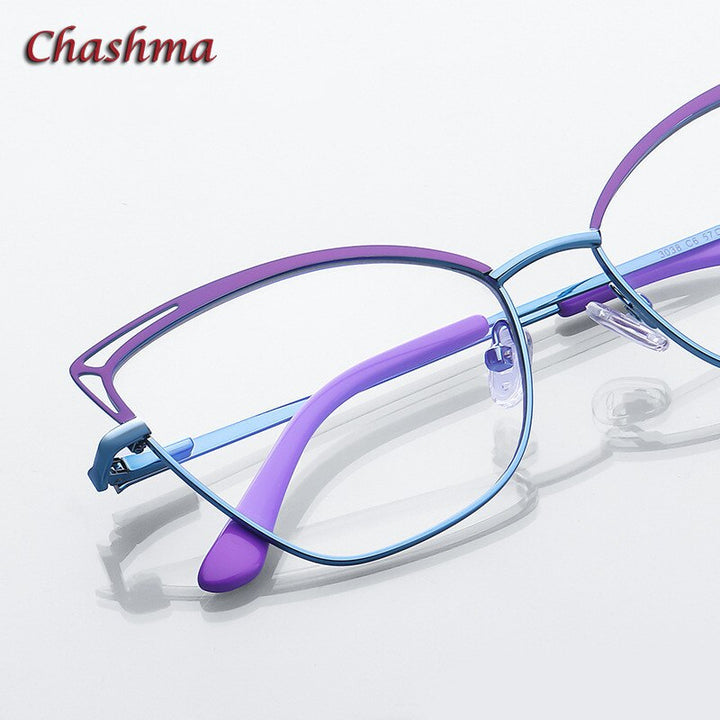 Chashma Ochki Women Full Rim Square Cat Eye Stainless Steel Eyeglasses 3038 Full Rim Chashma Ochki   