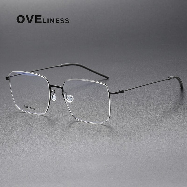 Oveliness Unisex Full Rim Square Screwless Titanium Eyeglasses 5511 Full Rim Oveliness black  