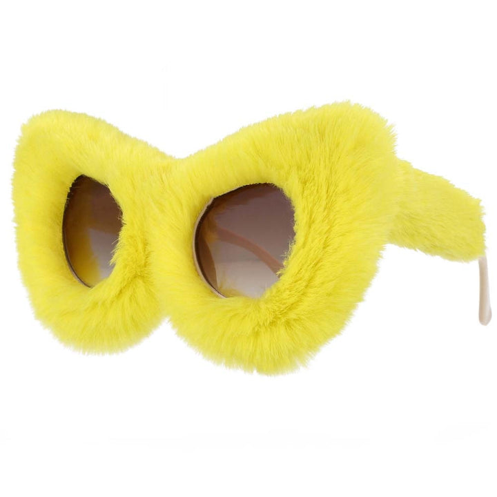 CCSpace Women's Full Rim Velvet/Resin Handcrafted Cat Eye Frame Sunglasses 54190 Sunglasses CCspace Sunglasses yellow  