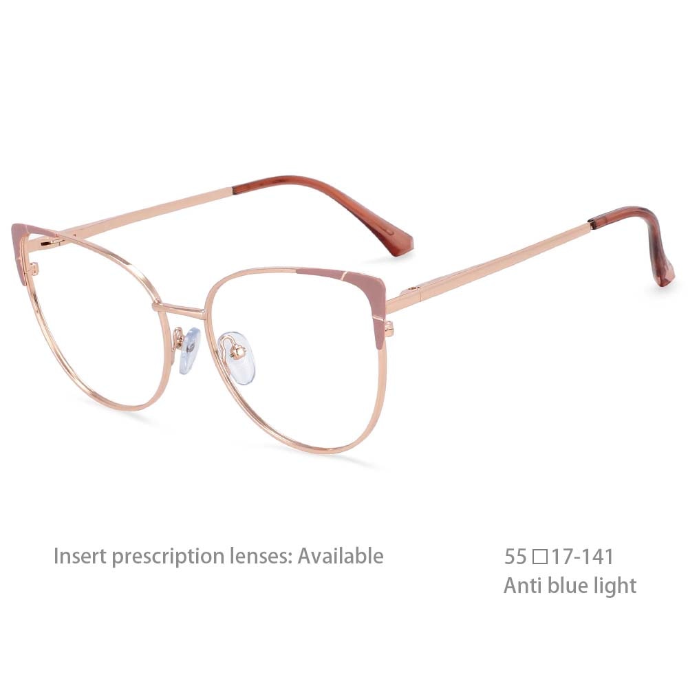 CCspace Women's Full Rim Cat Eye Alloy Frame Eyeglasses 54428 Full Rim CCspace China Bean paste 