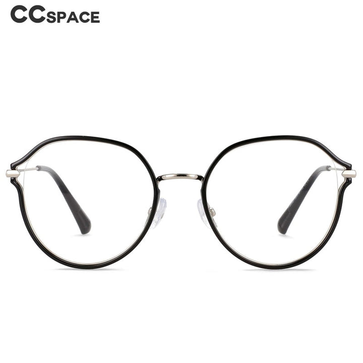 CCspace Women's Full Rim Irregular Round Alloy Eyeglasses 55336 Full Rim CCspace   