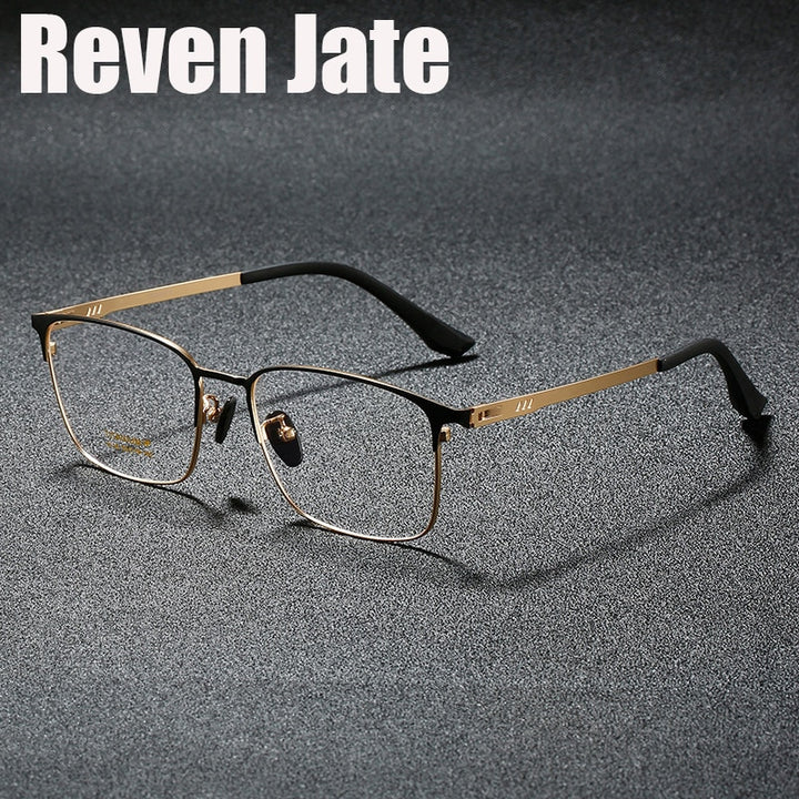 Reven Jate Men's Full Rim Square Titanium Screwless Frame Eyeglasses 6118 Full Rim Reven Jate   
