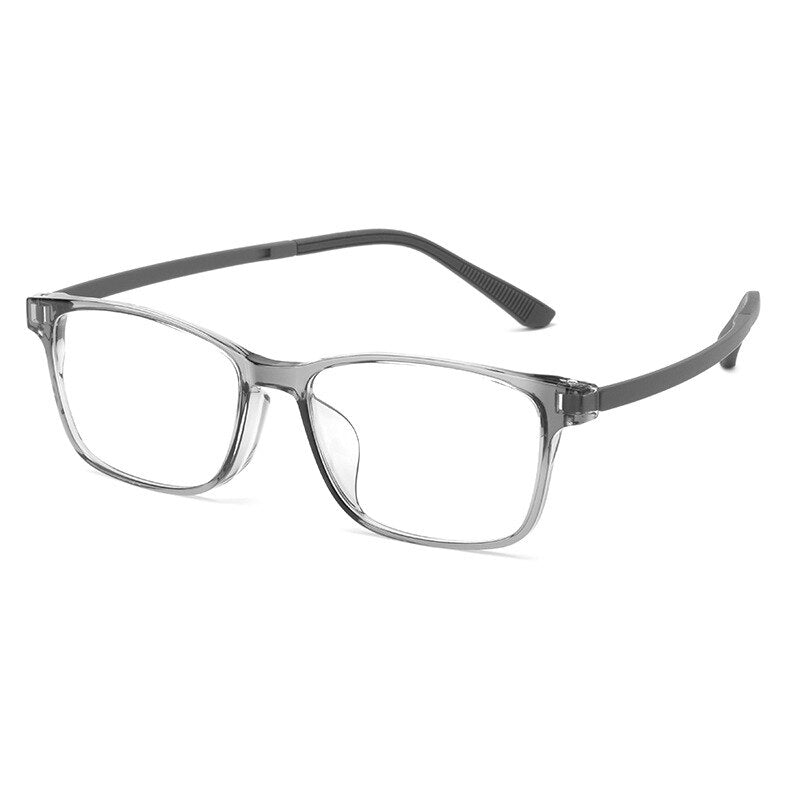 KatKani Unisex Full Rim Square Ultem Eyeglasses 89103r Full Rim KatKani Eyeglasses Transparent Gray  