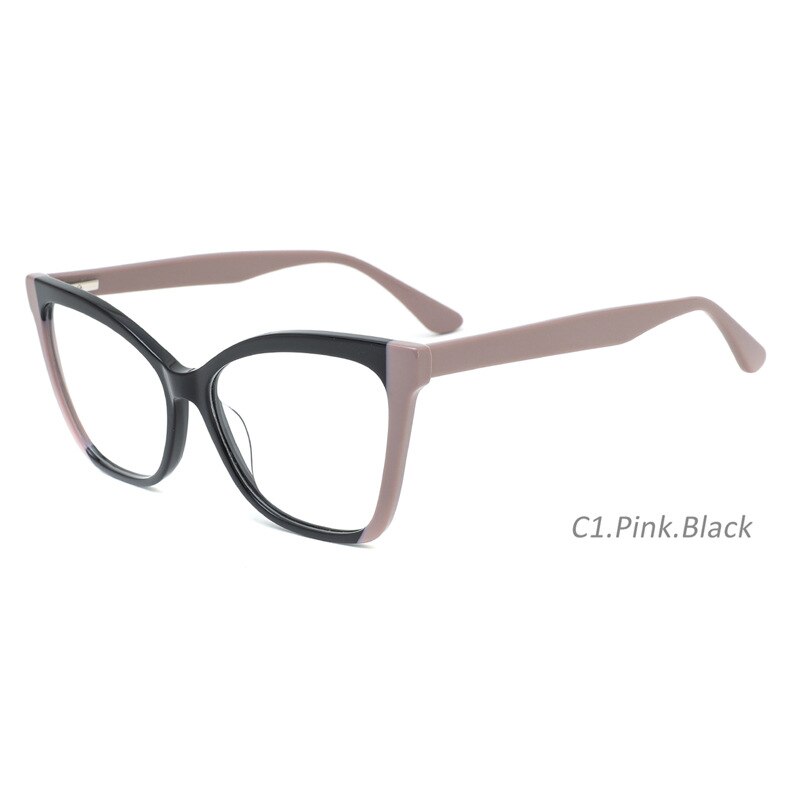 CCspace Women's Full Rim Square Cat Eye Acetate Eyeglasses 55285 Full Rim CCspace Black China 