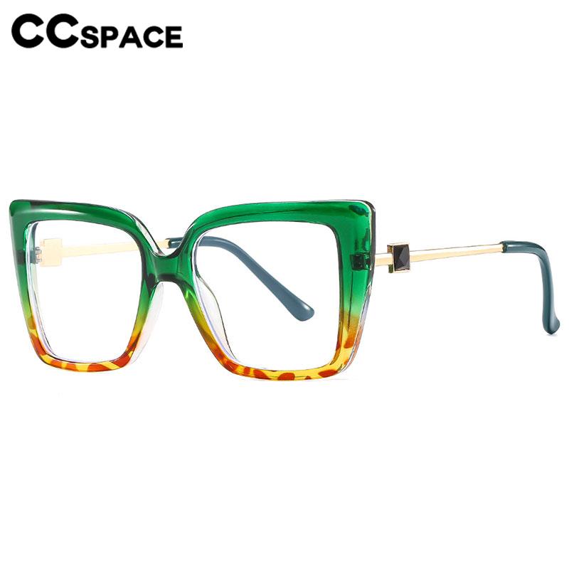 CCSpace Women's Full Rim Large Square Cat Eye PC Plastic Alloy Eyeglasses 56578 Full Rim CCspace   