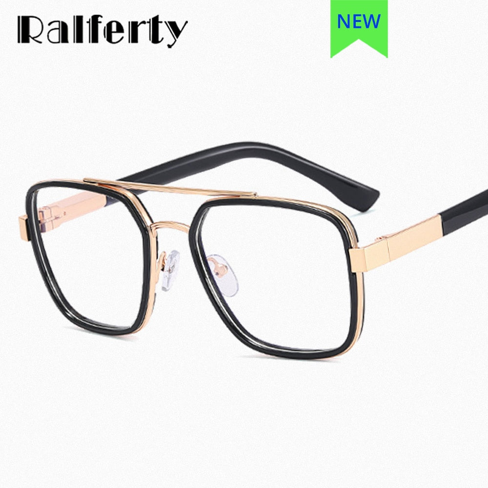 Ralferty Men's Full Rim Big Square Double Bridge Eyeglasses F81085 Full Rim Ralferty   