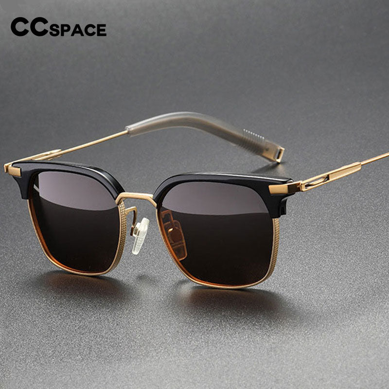 CCspace Men's Full Rim Square Titanium Acetate Polarized Sunglasses 56249 Sunglasses CCspace Sunglasses   