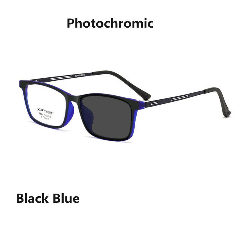 Handoer Unisex Full Rim Square Tr 90 Titanium Hyperopic Photochromic Reading Glasses 9824 0 To +150 Reading Glasses Handoer 0 black blue photo 