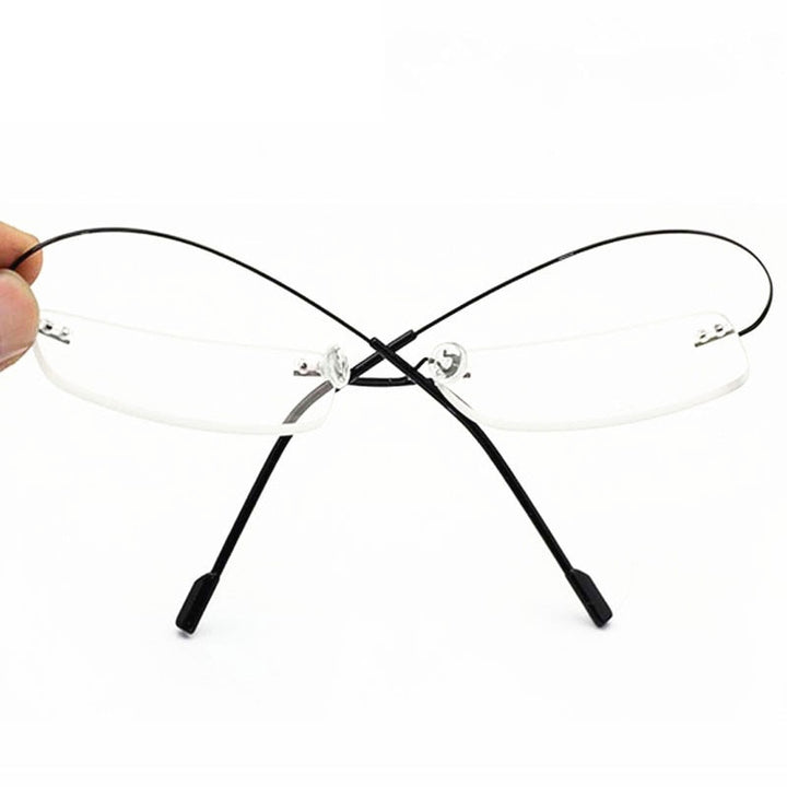 Handoer Unisex Rimless Customized Shaped Lenses Titanium Eyeglasses J0860 Rimless Handoer   