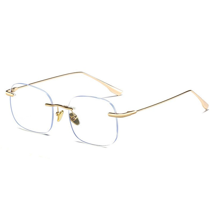 Handoer Unisex Rimless Customized Lens Shape Titanium Eyeglasses 99219 Rimless Handoer Gold  