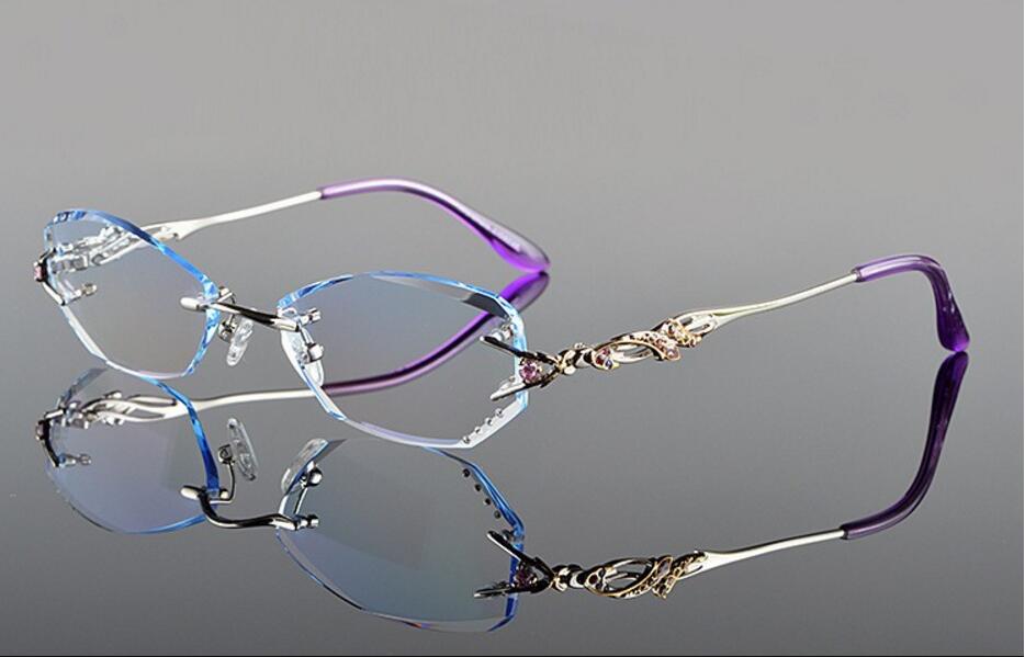 Chashma Ochki Women's Rimless Rectangle Titanium Eyeglasses  Tint Demo Lenses 8036b Rimless Chashma Ochki Silver  