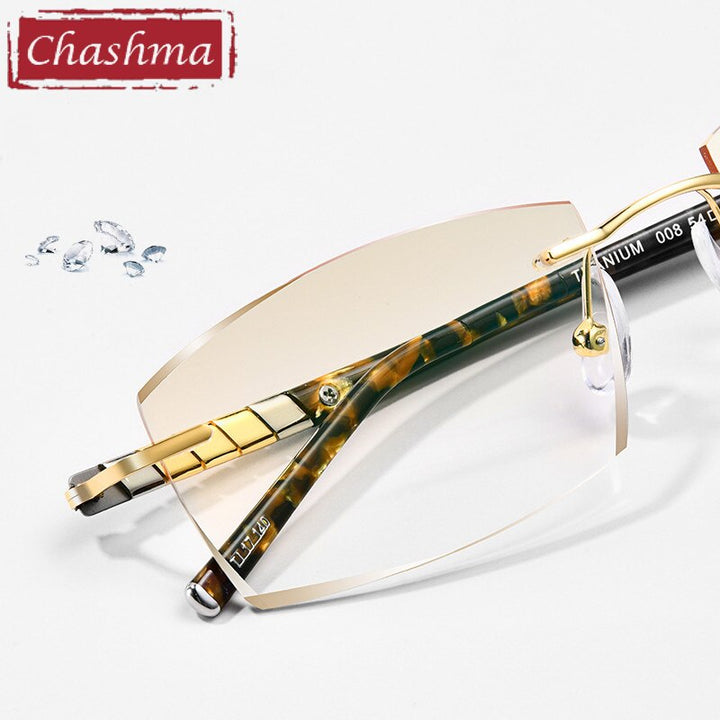 Chashma Ottica Men's Rimless Irregular Rectangle Titanium Eyeglasses Tinted Lenses 008 Rimless Chashma Ottica   