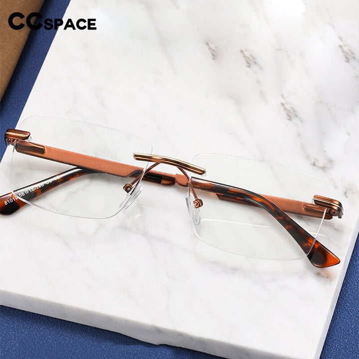 CCspace Unisex Rimless Square Alloy Eyeglasses 55384 Rimless CCspace   