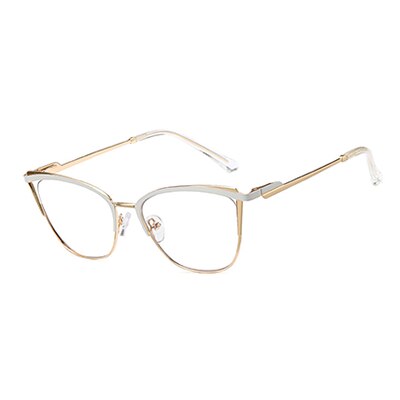 Ralferty Women's Full Rim Square Cat Eye Tr 90 Acetate Alloy Eyeglasses F95387 Full Rim Ralferty C2 White China 