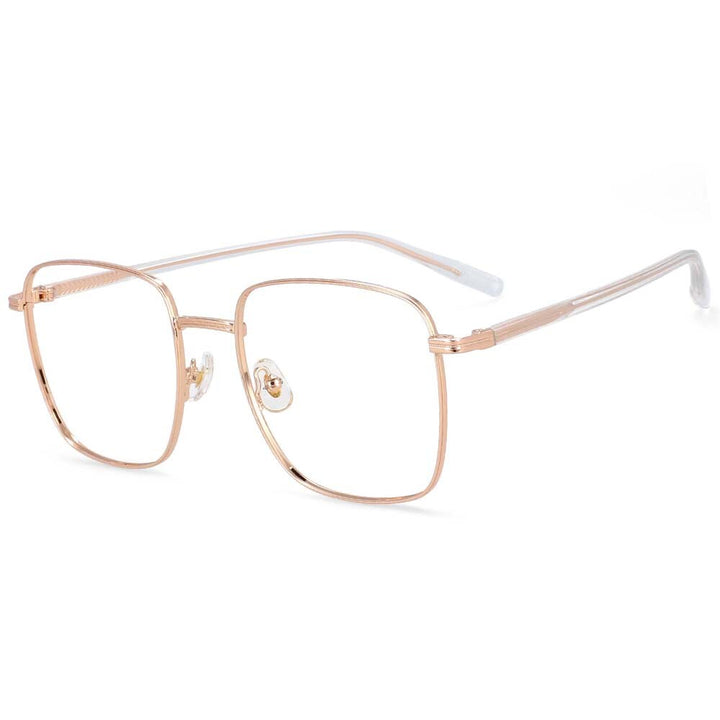 CCspace Unisex Full Rim Oversized Square Alloy Frame Eyeglasses 54312 Full Rim CCspace China C4rose-gold 