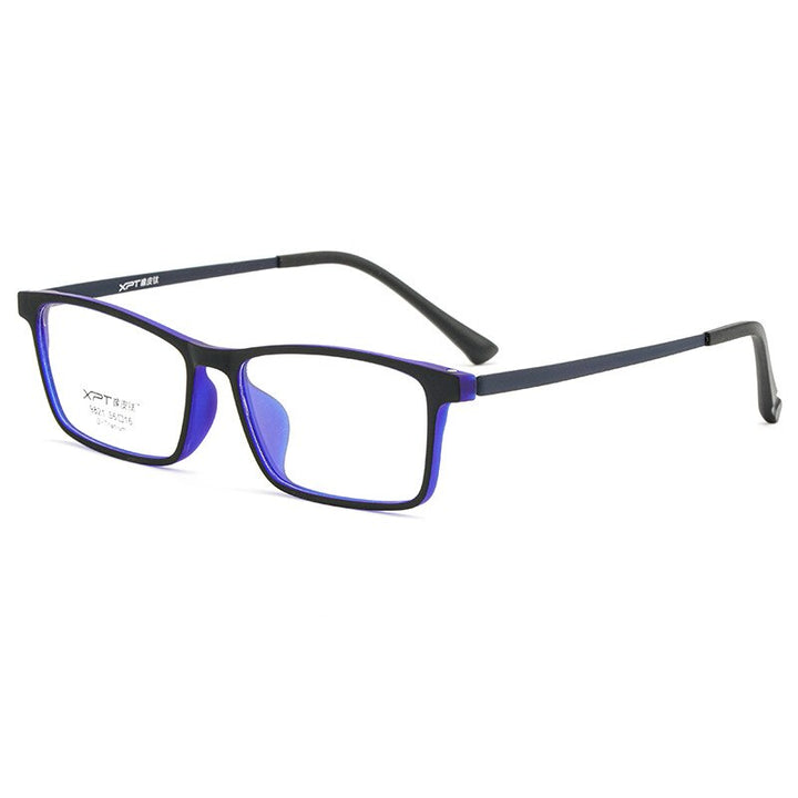 Yimaruili Men's Full Rim Square Tr 90 Titanium Eyeglasses 9821 Full Rim Yimaruili Eyeglasses Black Blue  
