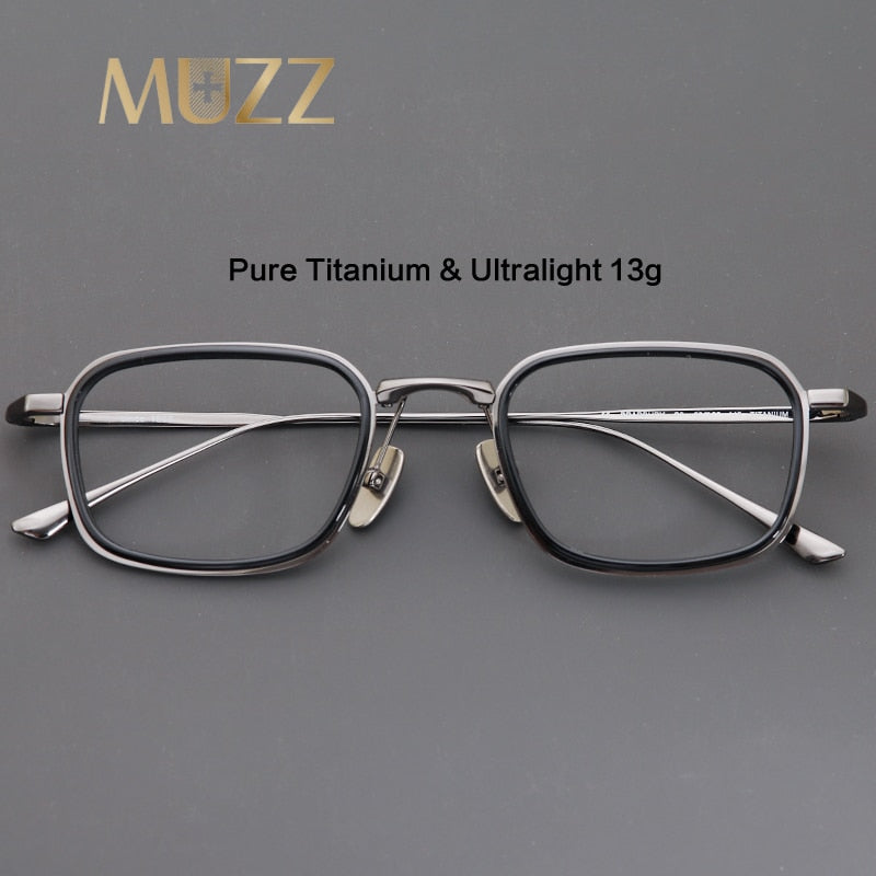 Muzz Men's Full Rim Square Titanium Acetate Eyeglasses Bradbury Full Rim Muzz   