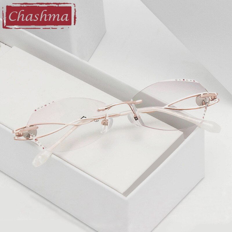 Chashma Ottica Women's Rimless Irregular Rectangle Titanium Eyeglasses 88022 Rimless Chashma Ottica   