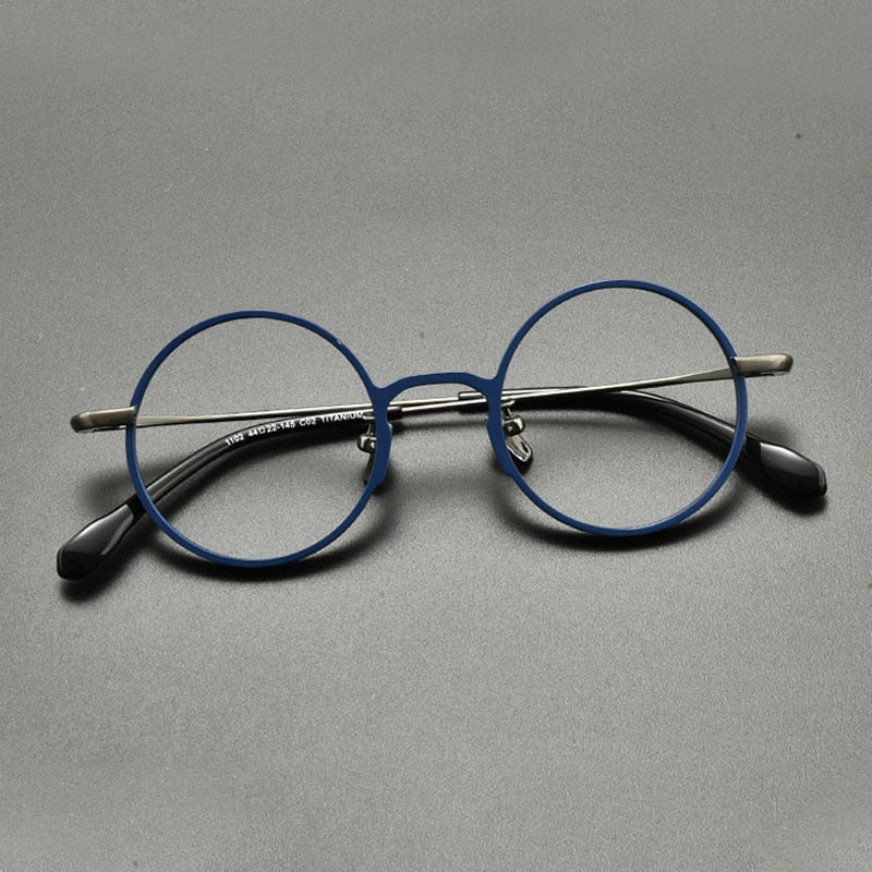 Gatenac Unisex Full Rim Round Titanium Eyeglasses Gxyj847 Full Rim Gatenac Blue  
